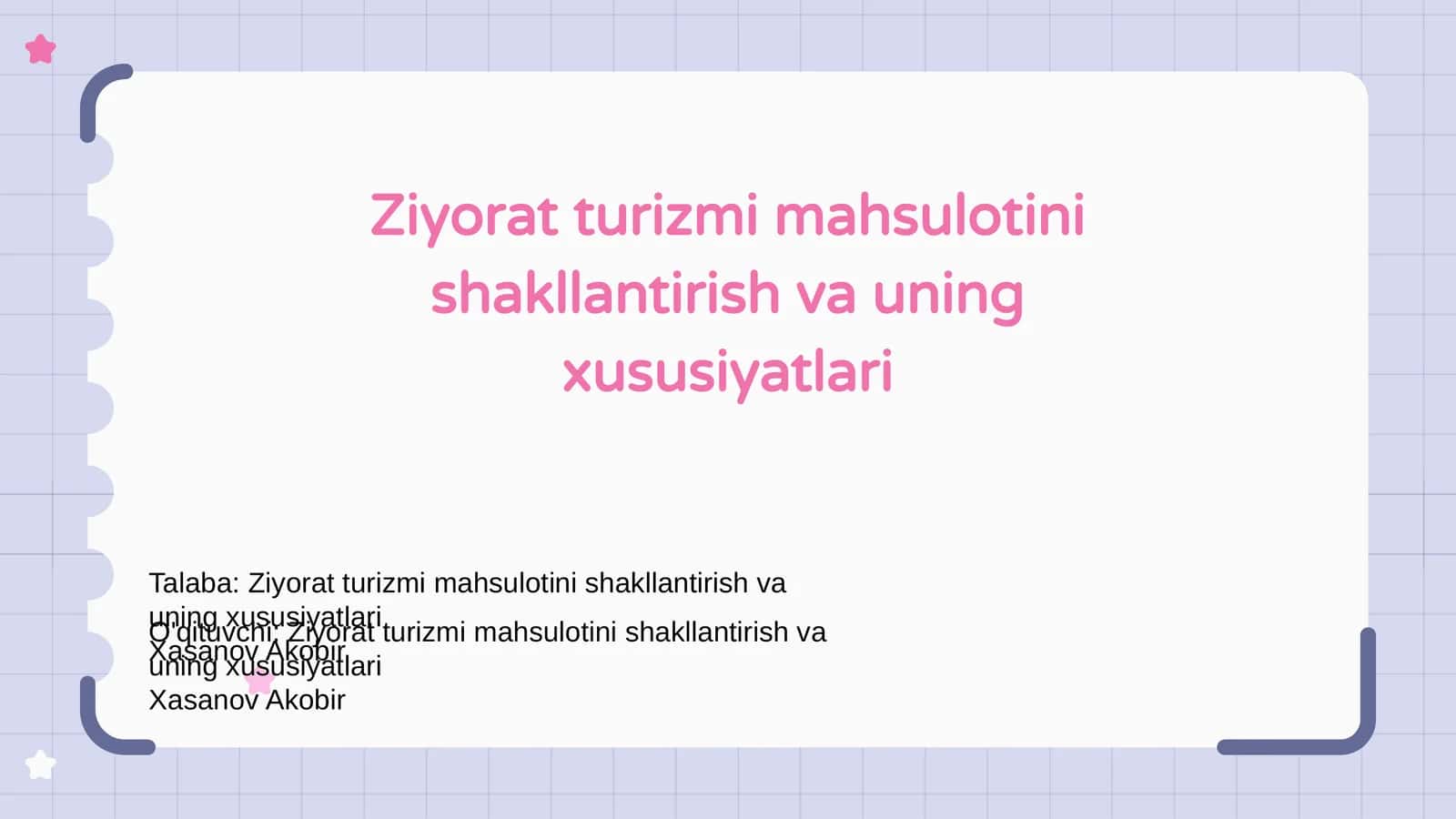 Ziyorat turizmi mahsulotini shakllantirish va uning xususiyatlari