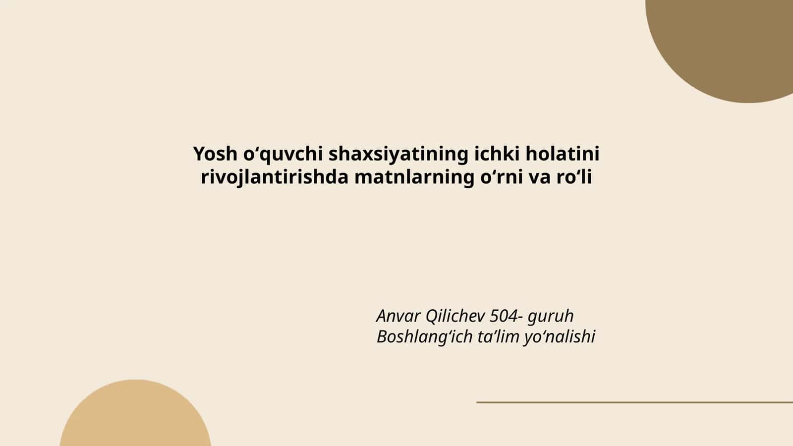 Yosh oʻquvchi shaxsiyatining ichki holatini rivojlantirishda matnlarning oʻrni