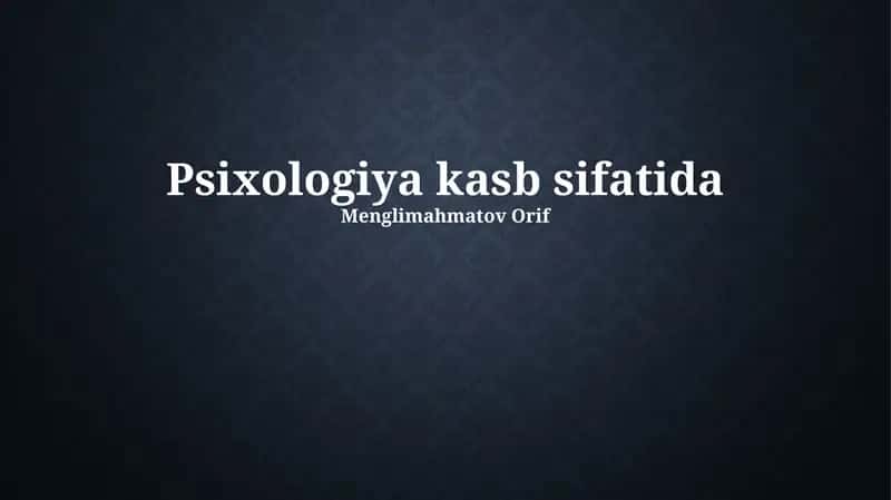 Psixologiya kasb sifatida