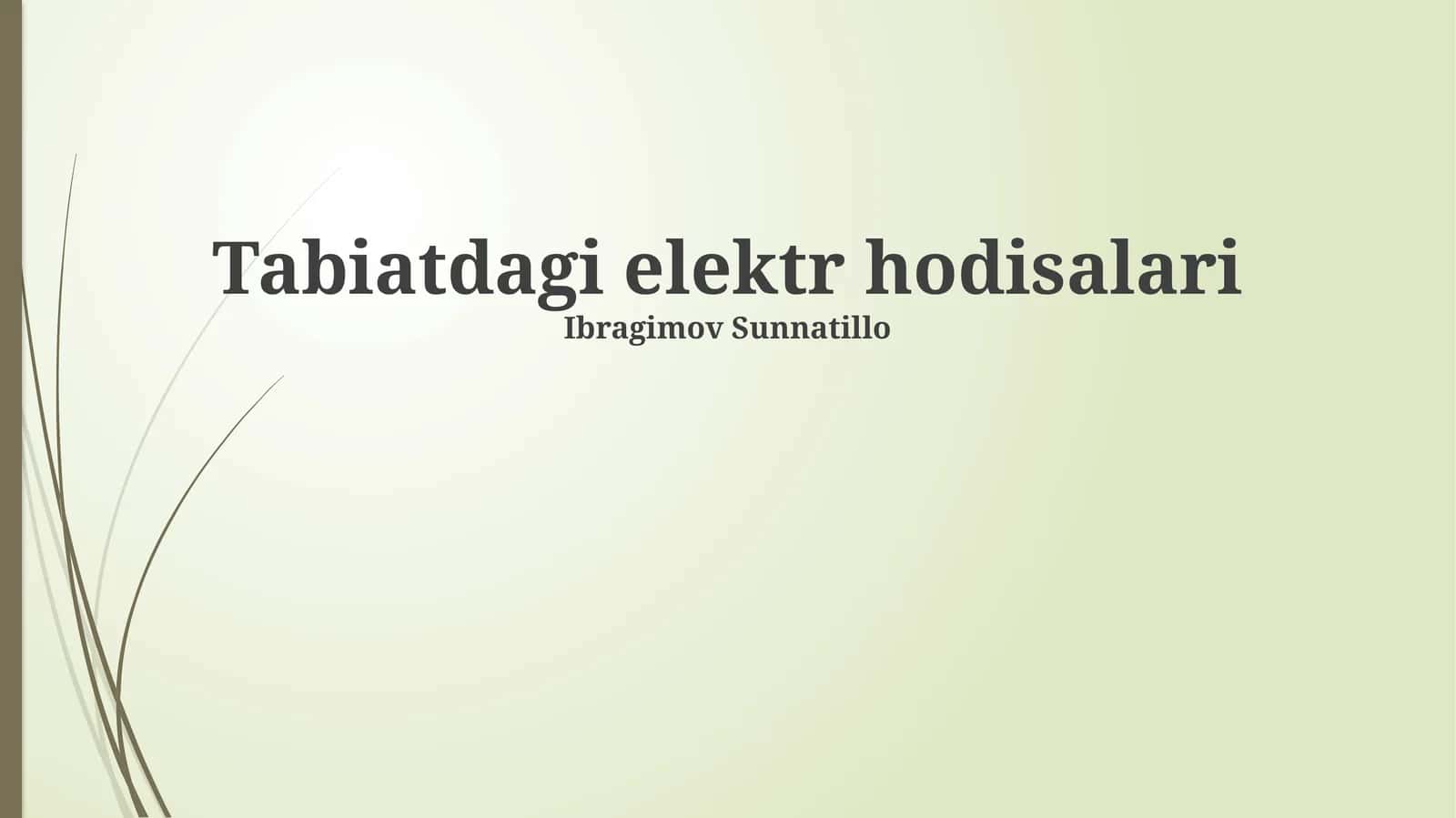 Tabiatdagi elektr hodisalari