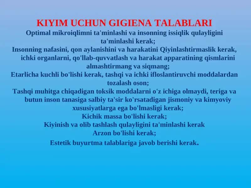 Zamonaviy turar joylar va shaharlardagi yashash mavzelariga bo'lgan gigiyenik talablar