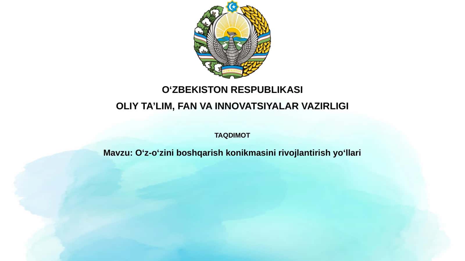 O'z-o'zini boshqarish konikmasini rivojlantirish yo'llari