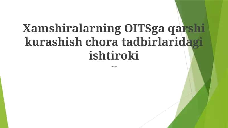 OITSga qarshi kurashish chora tadbirlari