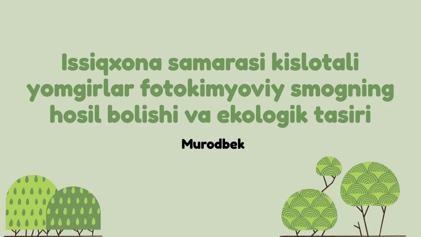 Issiqxona samarasi, kislotali yomgirlar, fotokimyoviy smogning hosil bo'lishi va ekologik tasiri