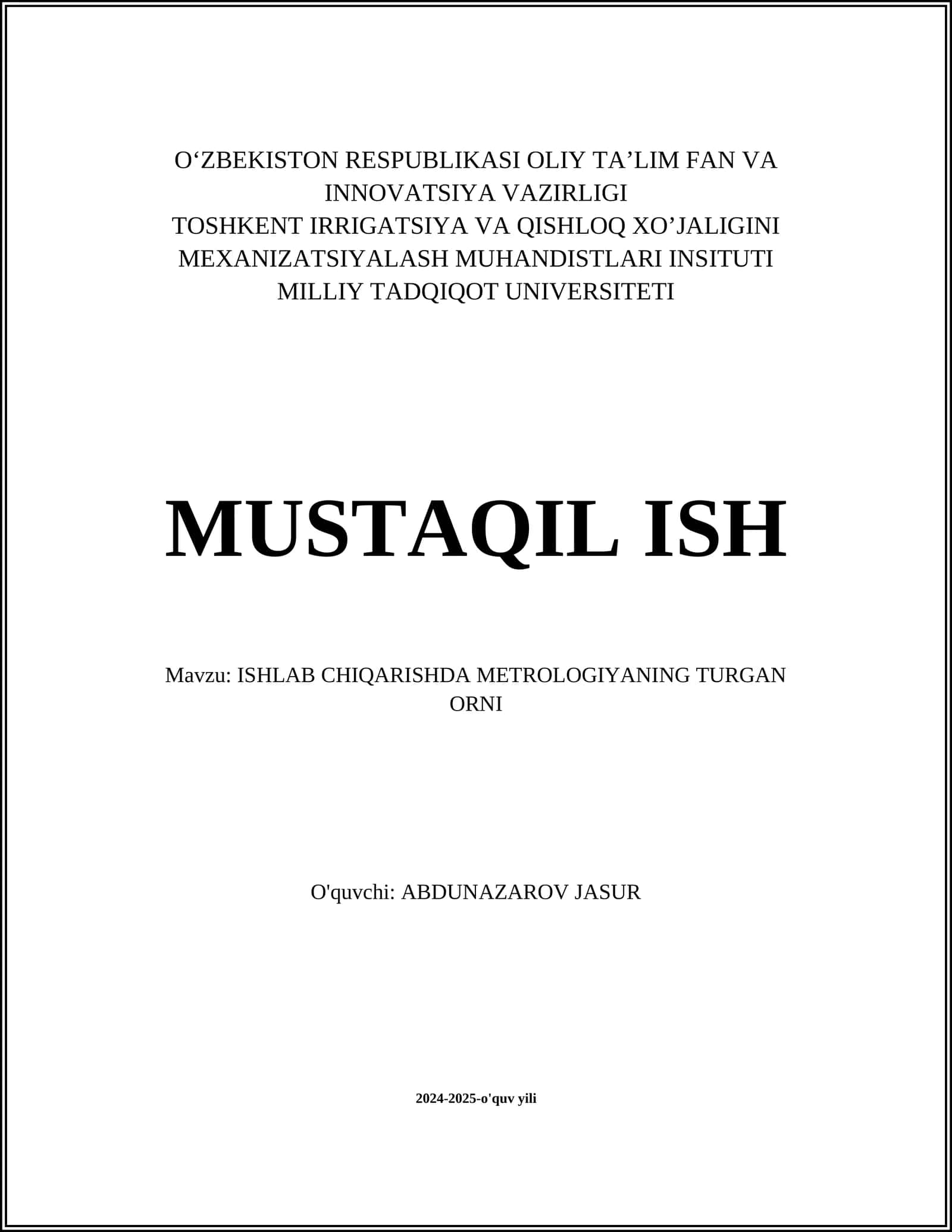 Metrologiya Asoslari