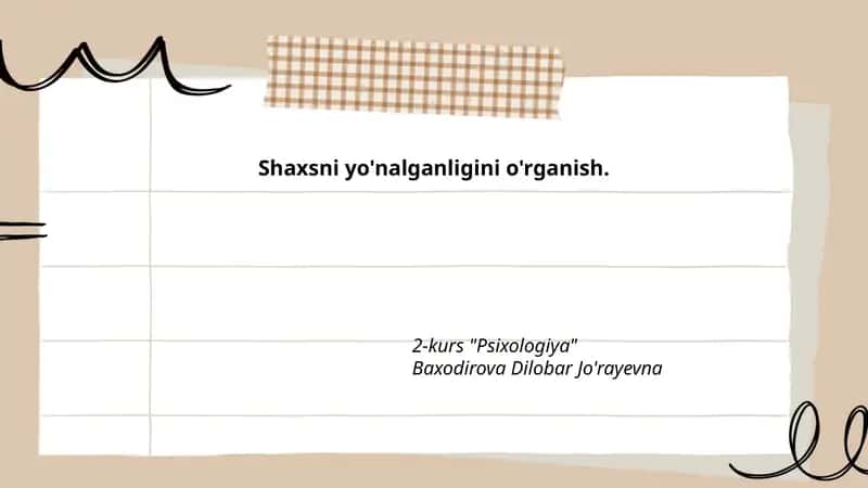Shaxsni yo'nalganligini o'rganish