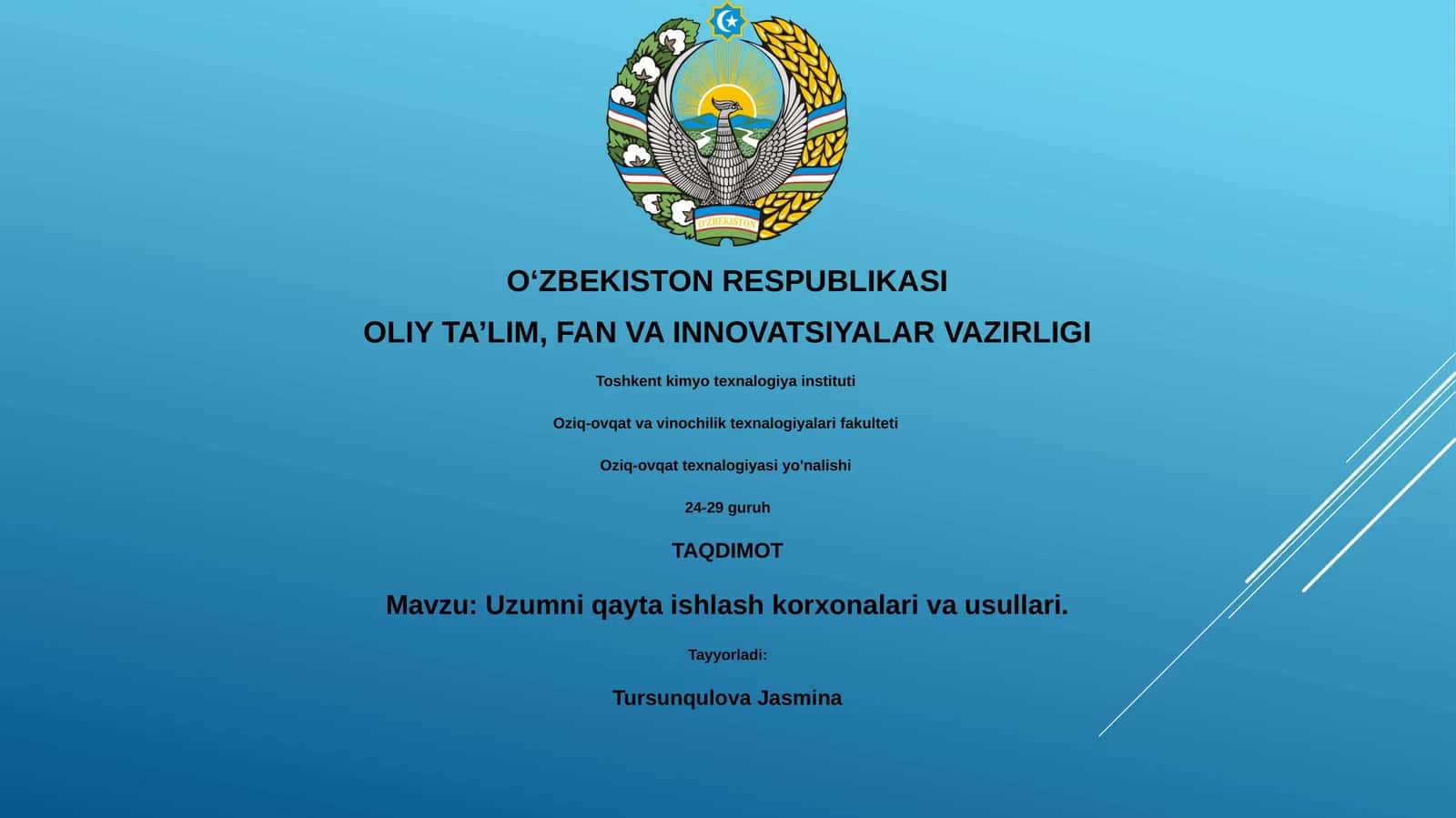 Uzumni qayta ishlash korxonalari va usullari