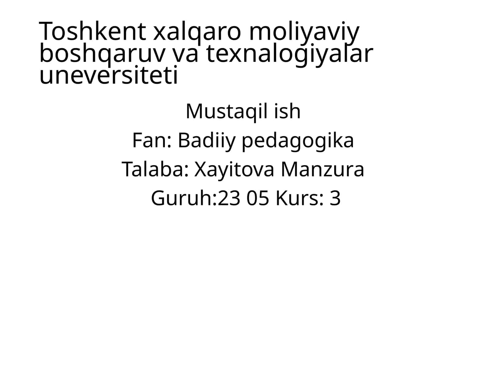 Toshkentxalqaro moliya va boshqaruv texnologiyalari universiteti