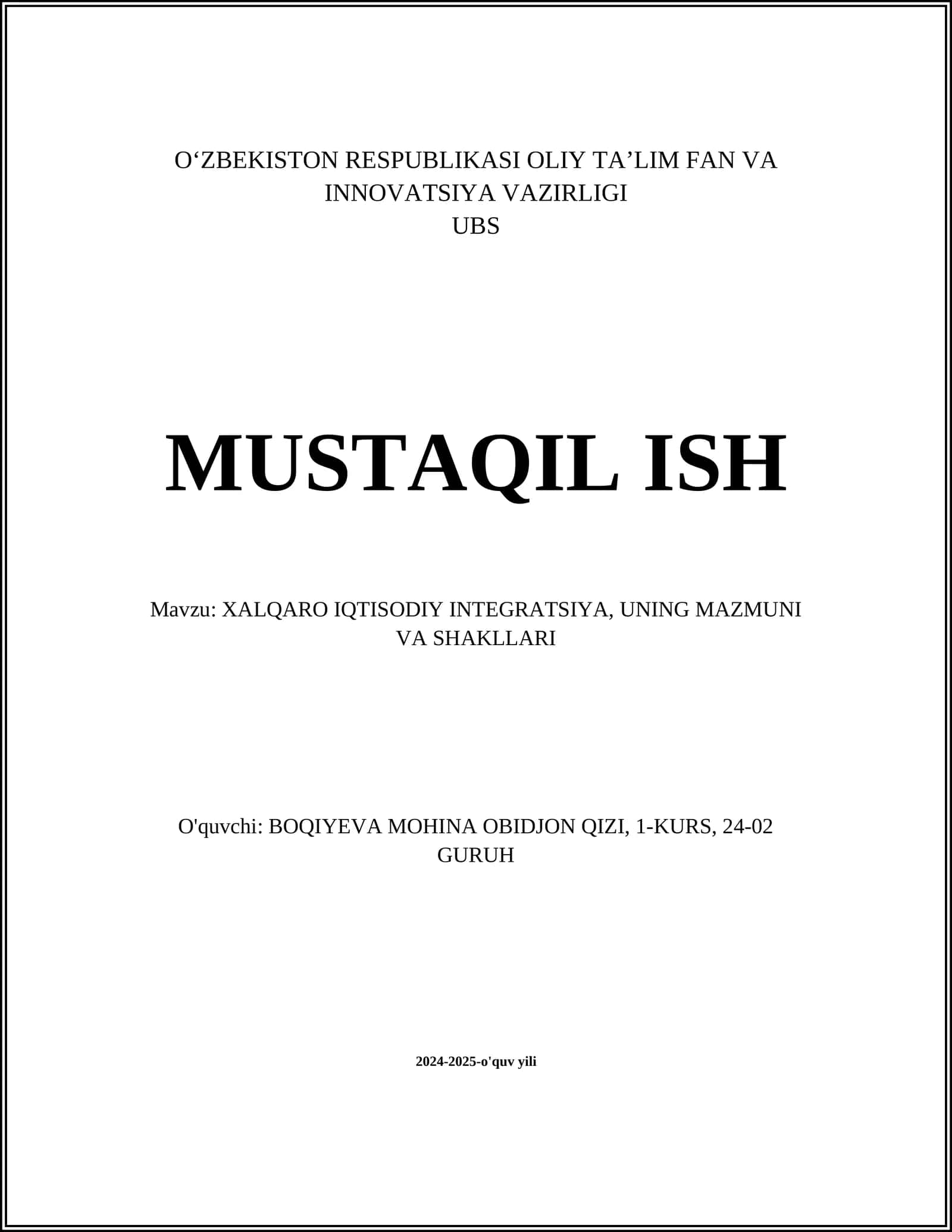 Xalqaro iqtisodiy integratsiya