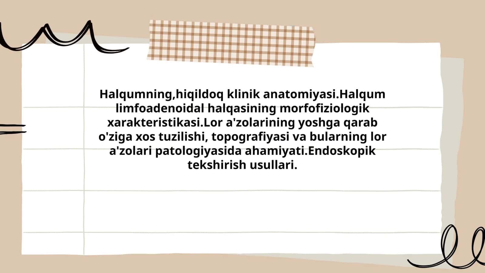 Lor a'zolarining yoshga qarab o'ziga xos tuzilishi va patologiyasi