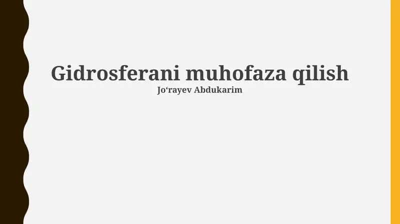 Gidrosferani muhofaza qilish