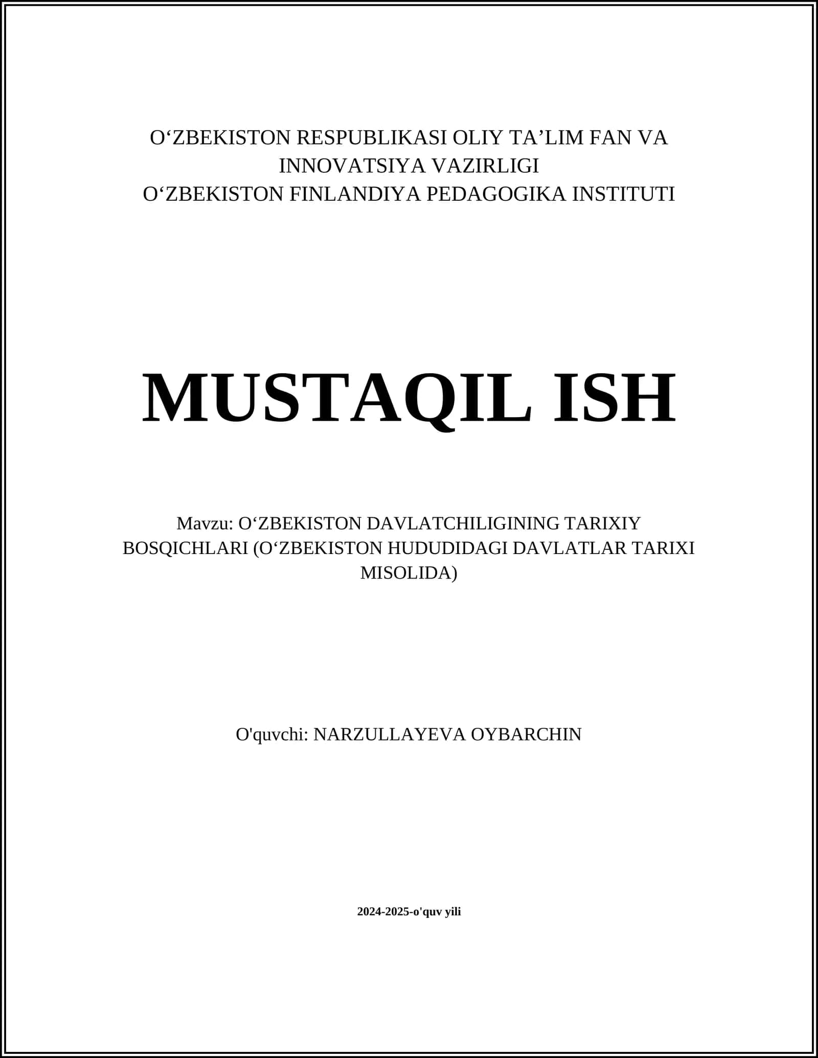 Oʻzbekiston Davlatchiligining Tarixiy Bosqichlari