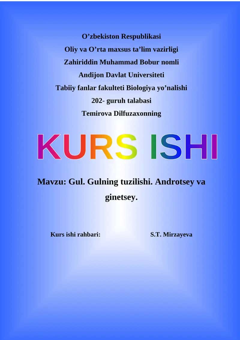 Gulning tuzilishi. Androtsey va ginetsey