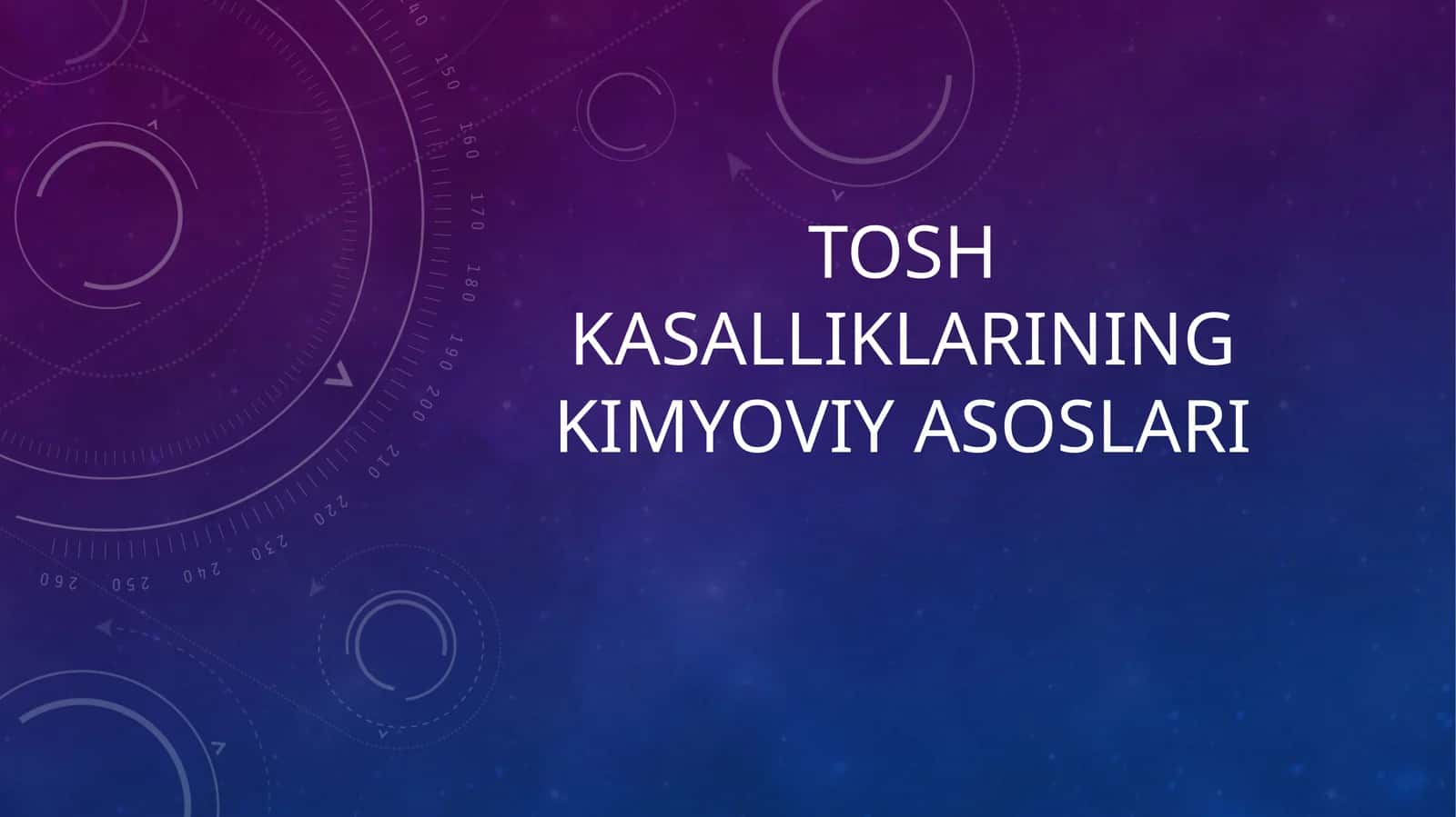 Tosh kasalliklarining kimyoviy asoslari
