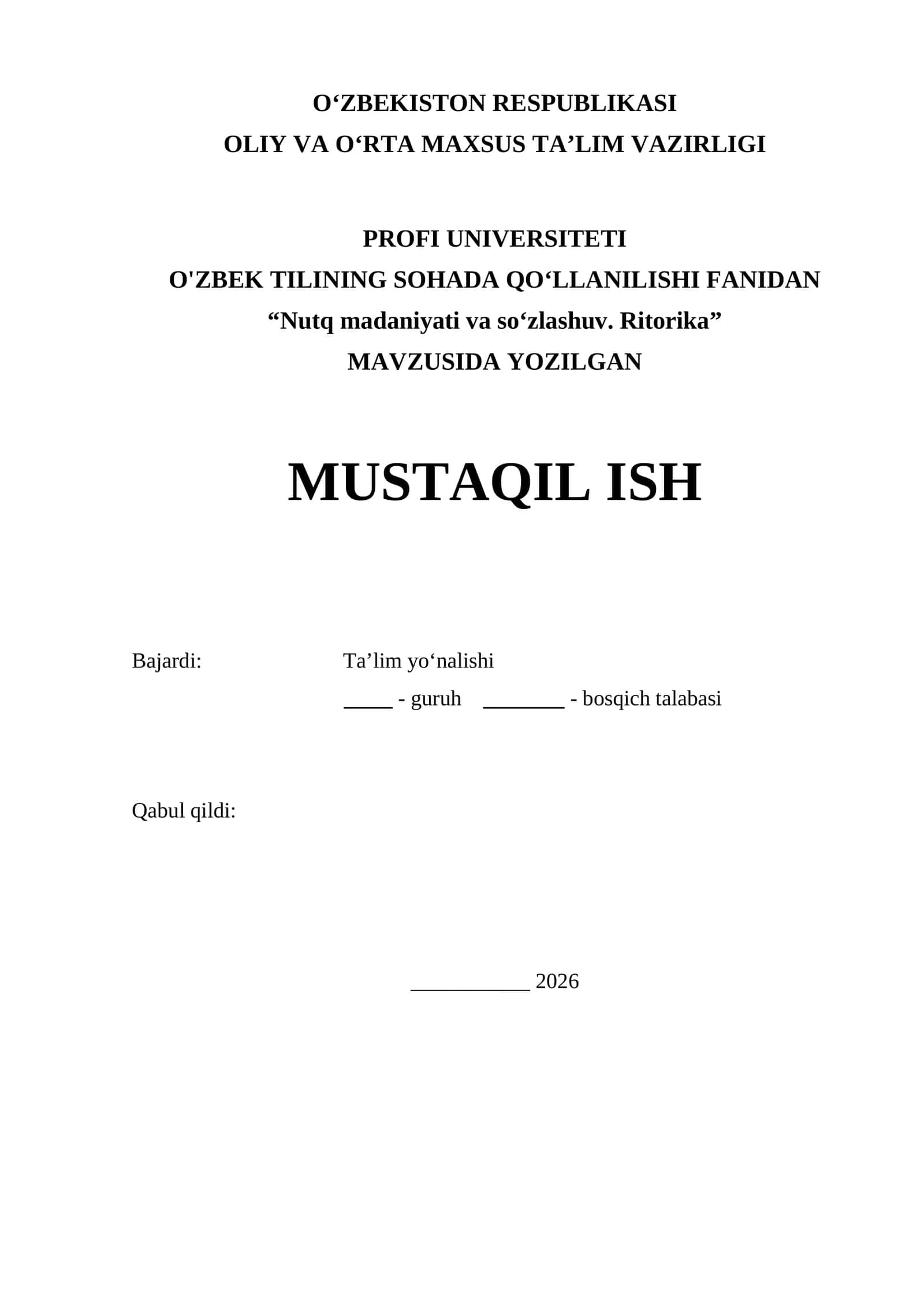 Nutq madaniyati va so‘zlashuv. Ritorika”