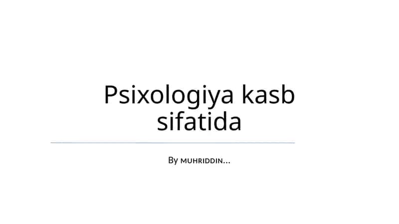 Psixologiya kasb sifatida