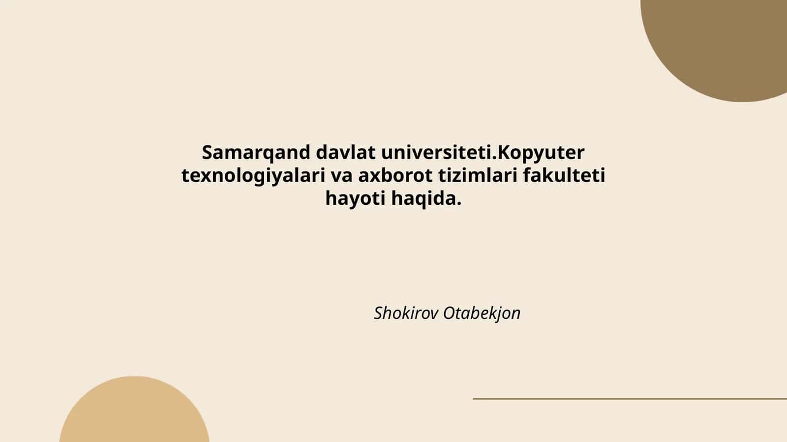 Kopyuter texnologiyalari va axborot tizimlari fakulteti