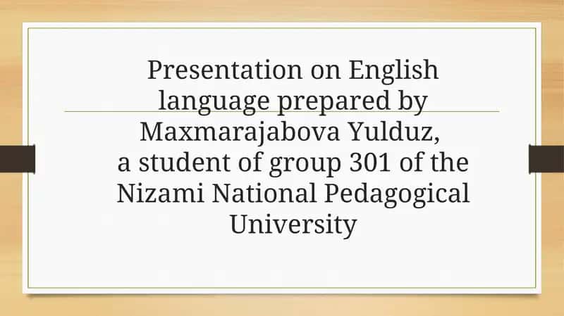 Presentation on English language
