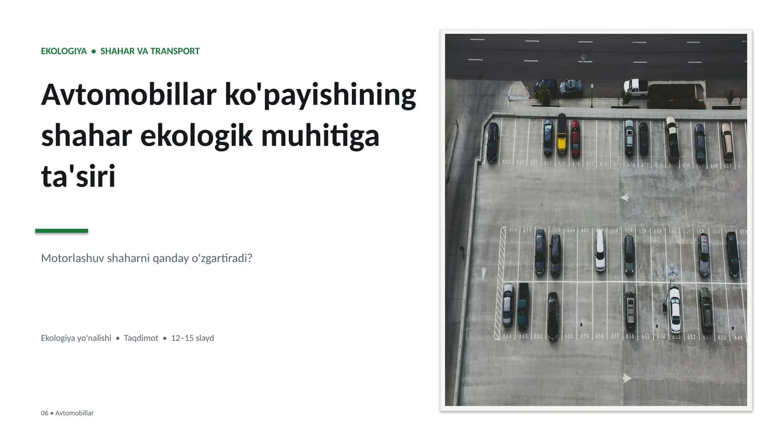 Ekologiya va avtomobillar