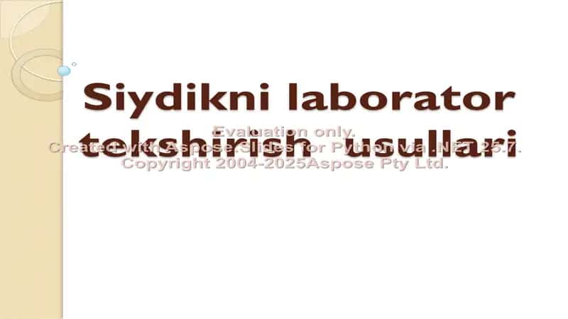 Siydik laborator tekshirish usullari