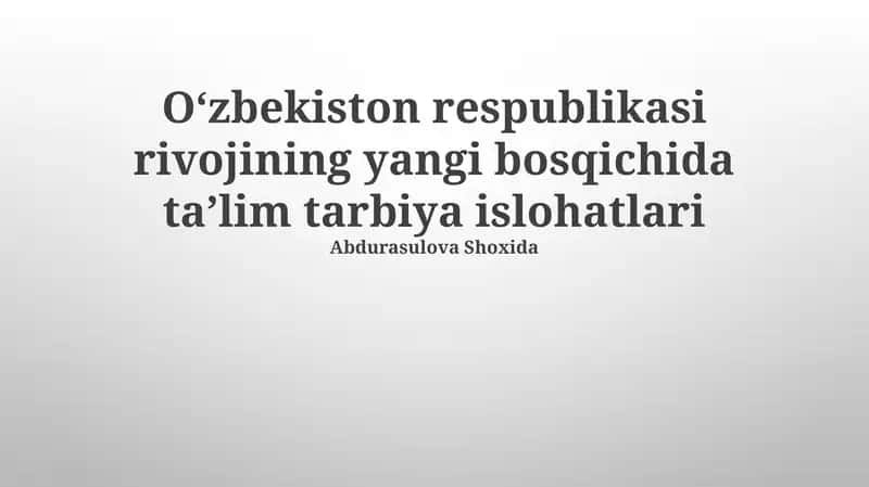 Maktabgacha taʼlim tizimini takomillashtirish