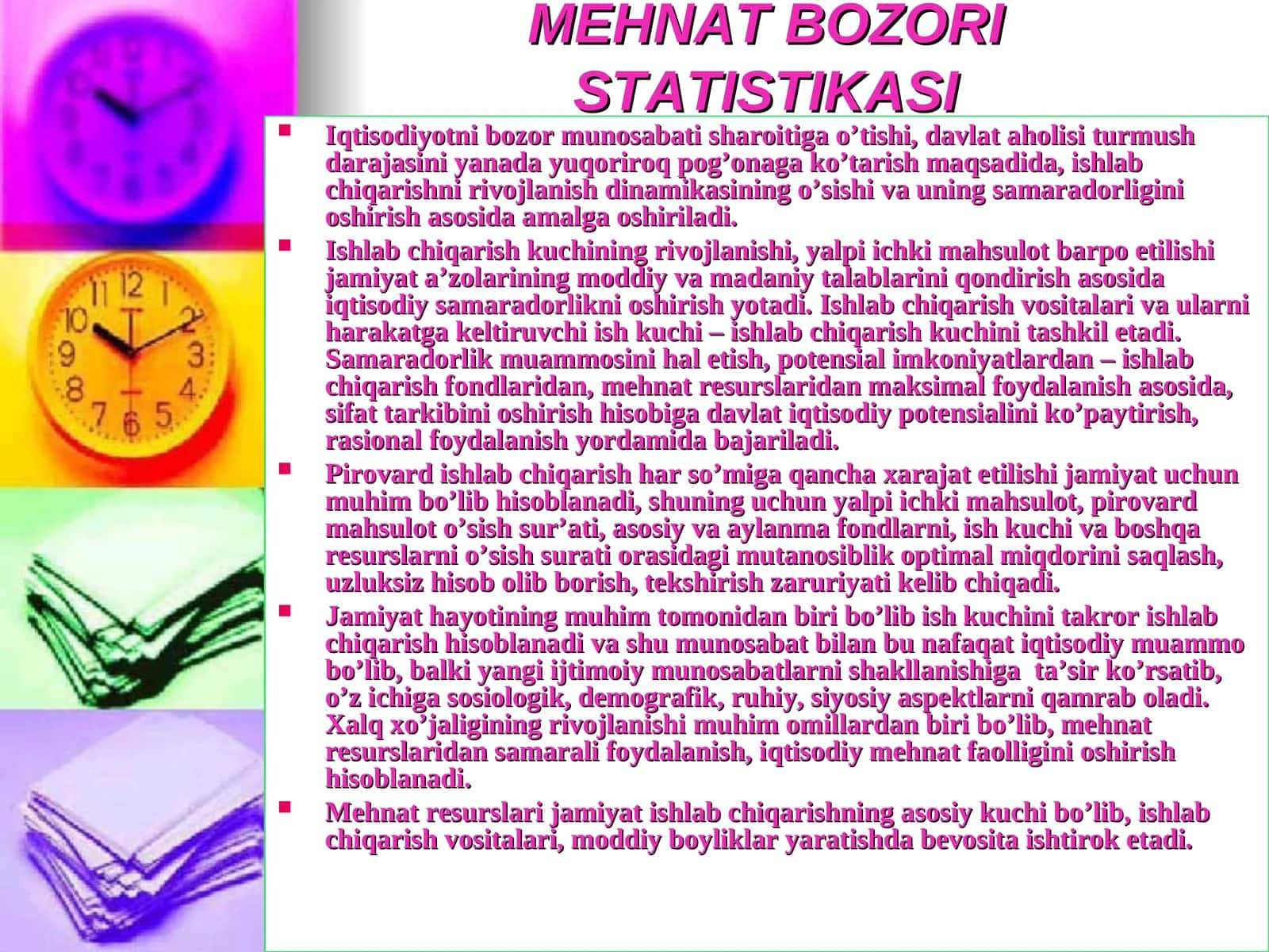 MEHNAT BOZORI STATISTIKASI