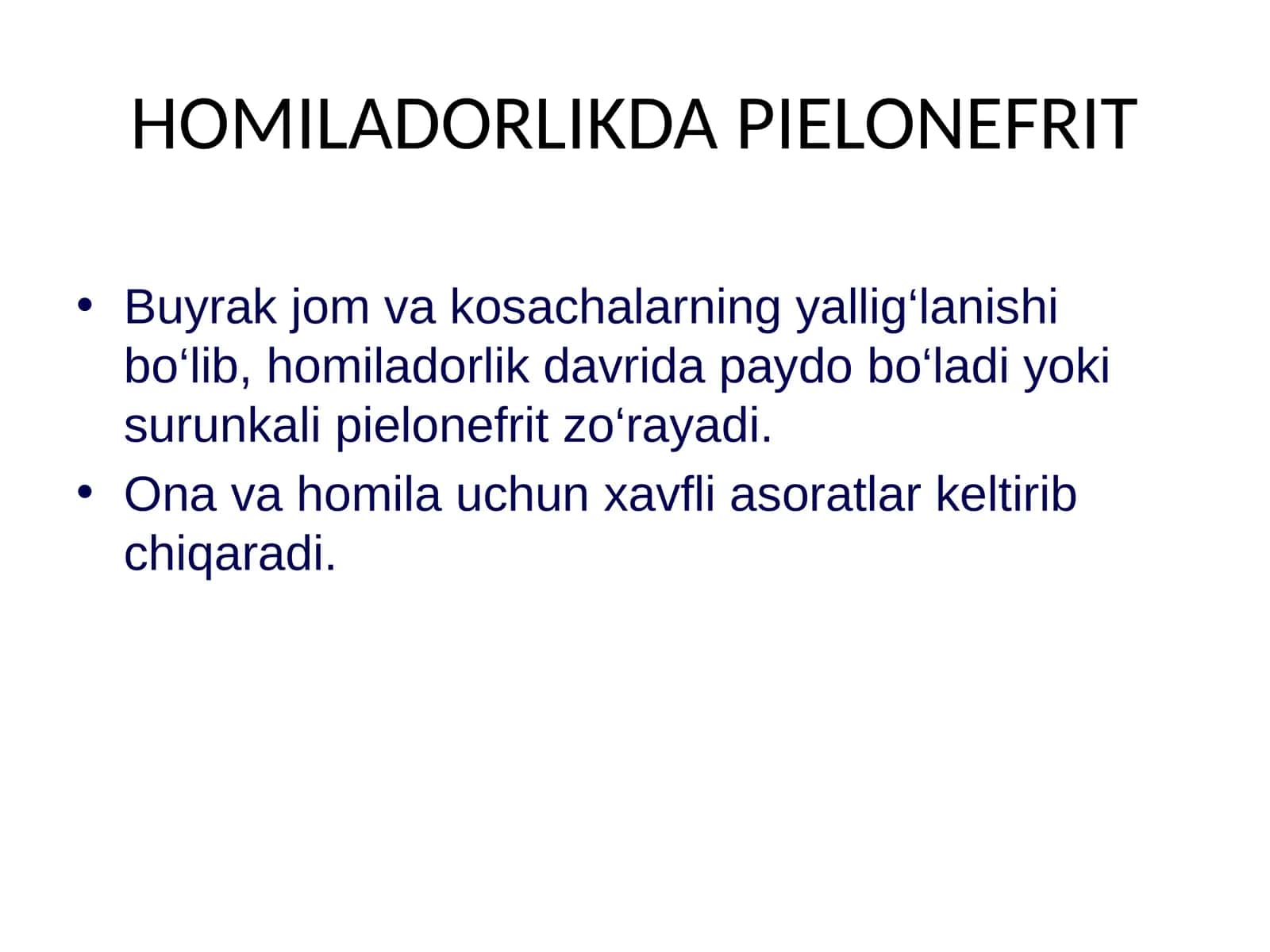 Homiladorlikda Pielonefrit