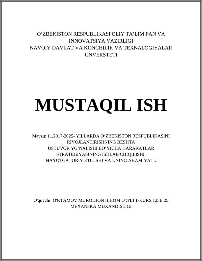 11.2017-2025- YILLARDA O‘ZBEKISTON RESPUBLIKASINI RIVOJLANTIRISHNING BESHTA