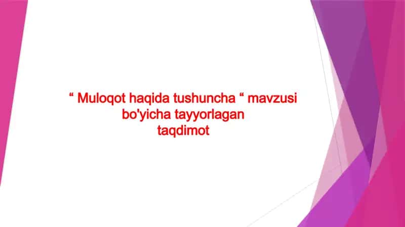 Muloqot haqida tushuncha