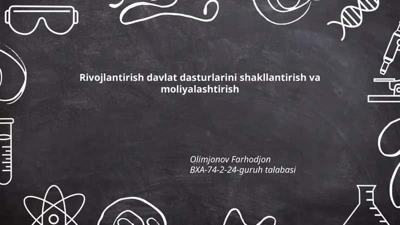 Rivojlantirish davlat dasturlarini shakllantirish va moliyalashtirish
