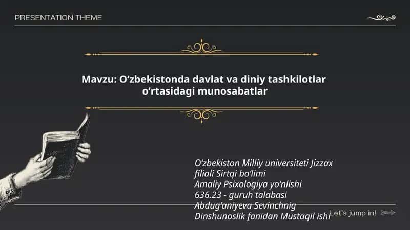 Dinshunoslik fanidan Mustaqil ishi