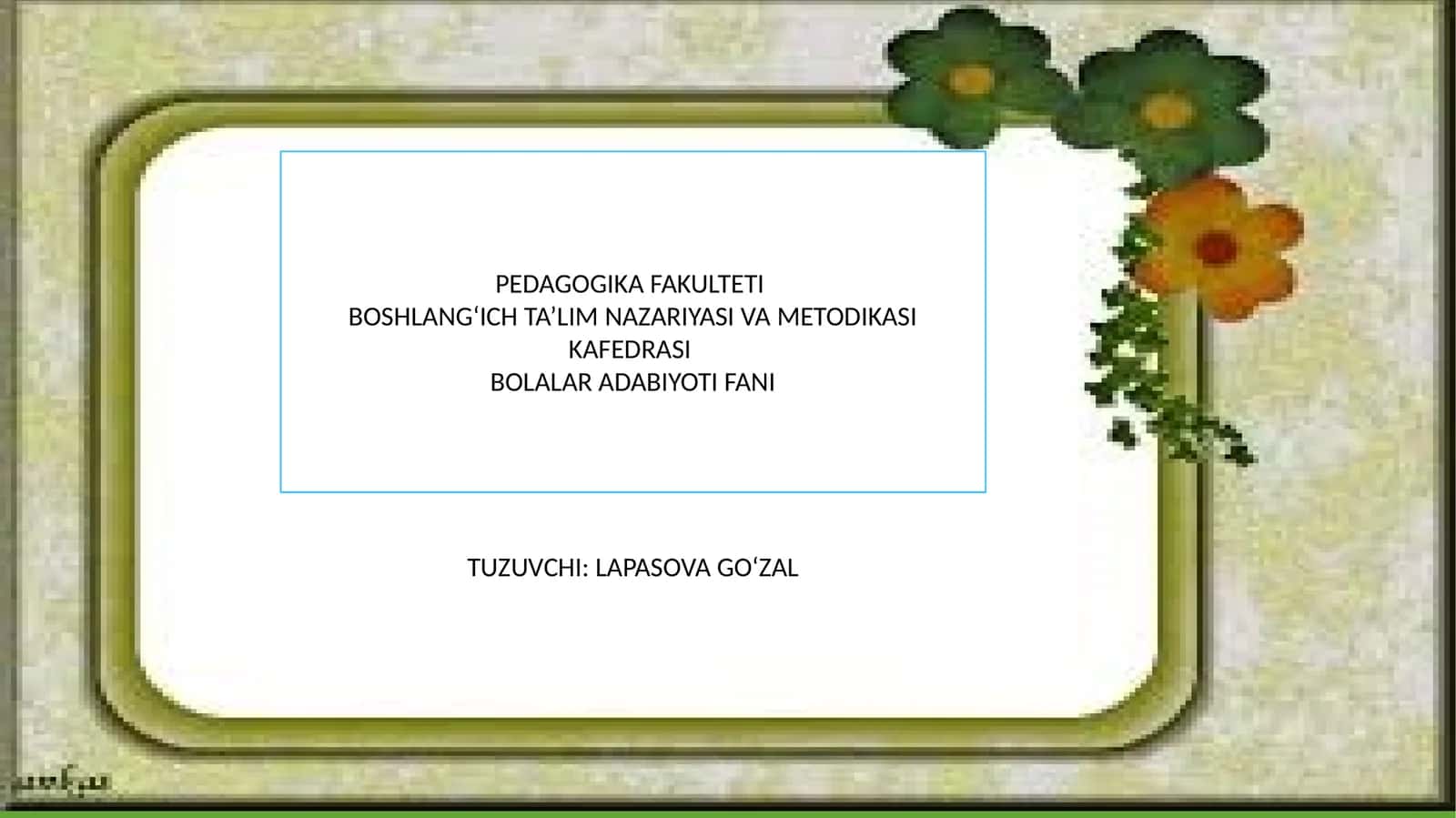 Ertaklar bolalar adabiyotining yetakchi janri sifatida