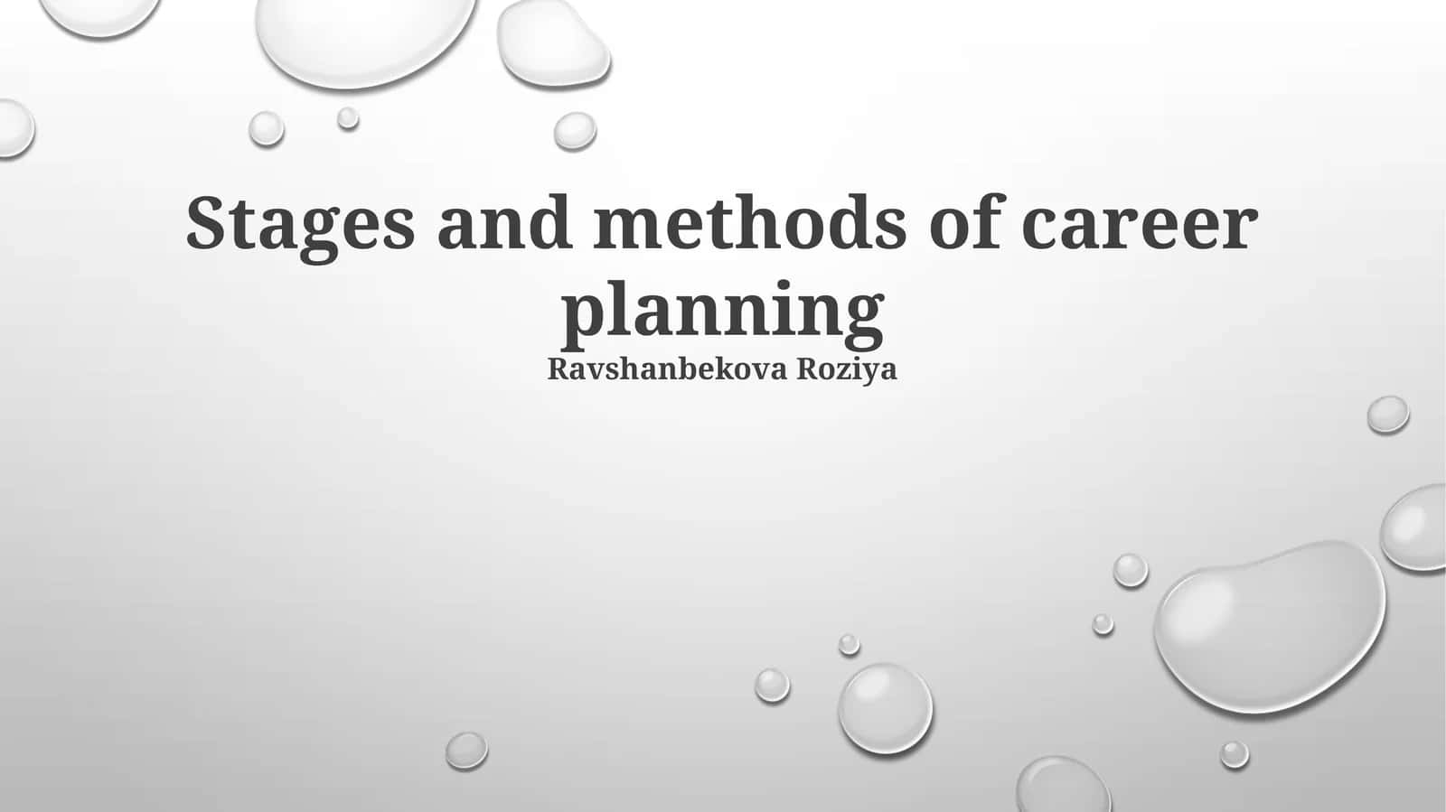Stages and methods of career planning