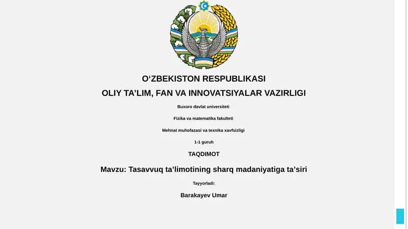 Tasavvuq taʼlimotining sharq madaniyatiga taʼsiri