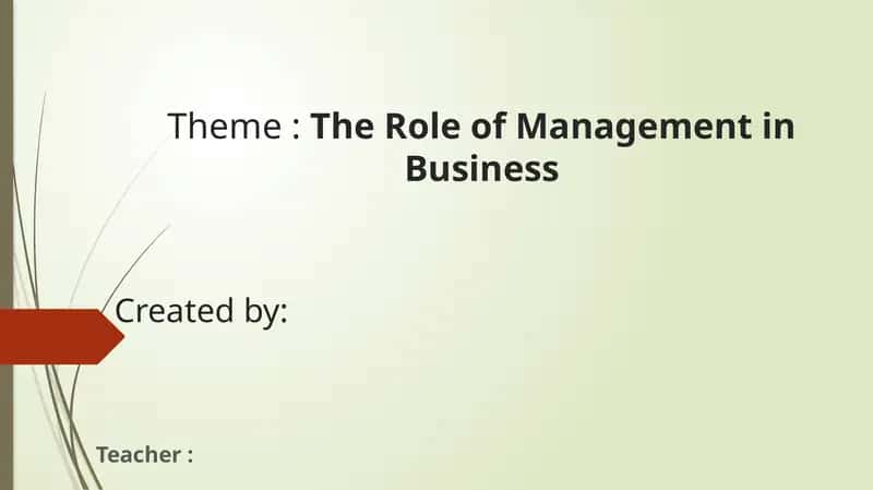 The Role of Management in Business