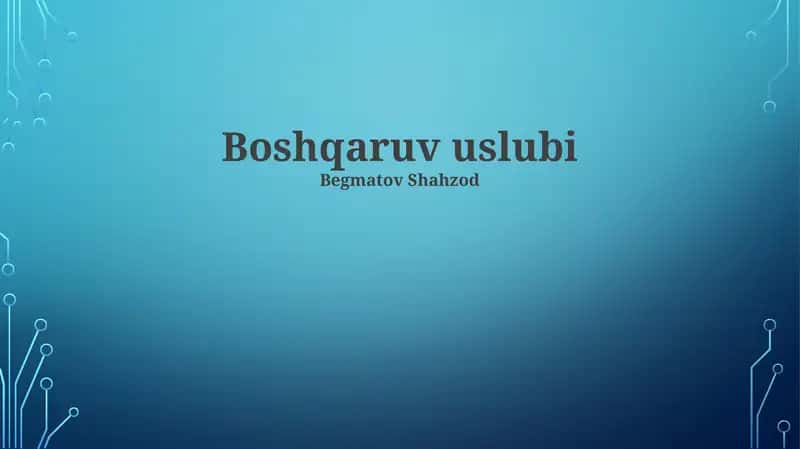 Boshqaruv uslubi