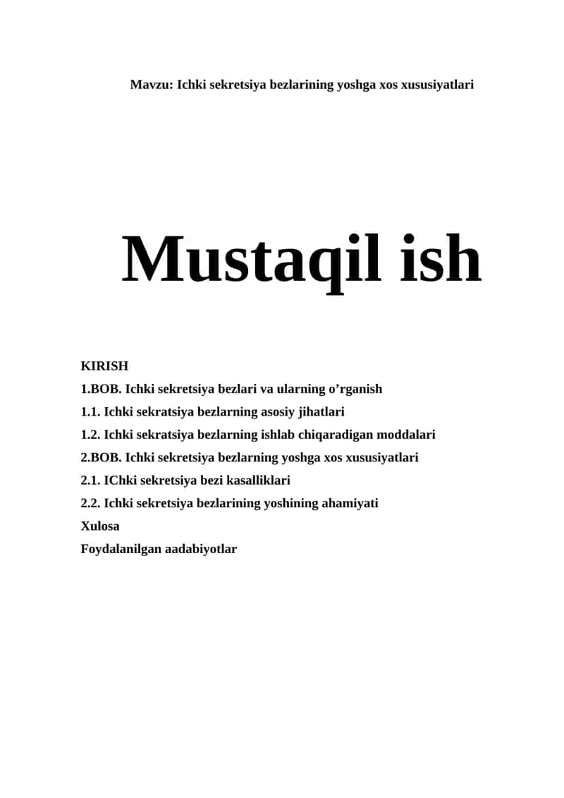 Ichki sekretsiya bezlarining yoshga xos xususiyatlari