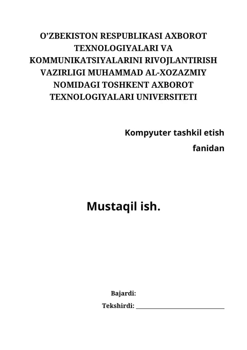 Intel 8088 protsessorining arxitekturasi va uning xususiyatlari