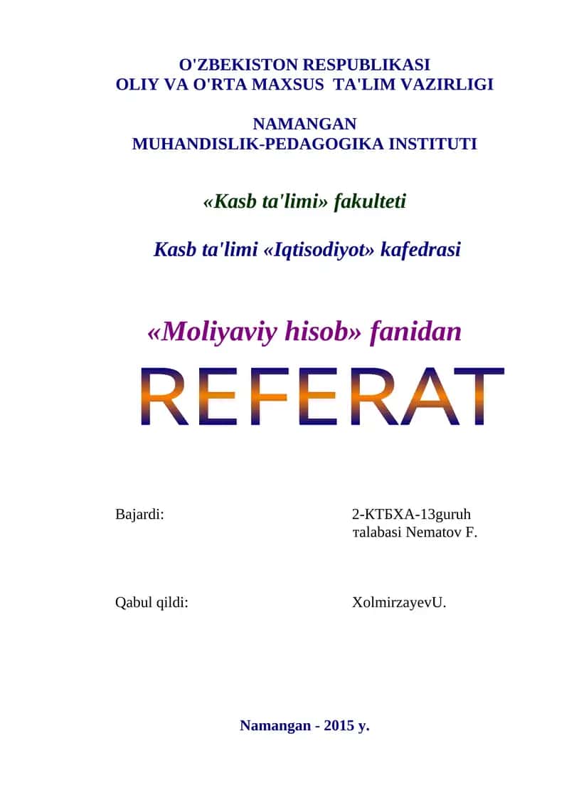 Moliyaviy Hisob