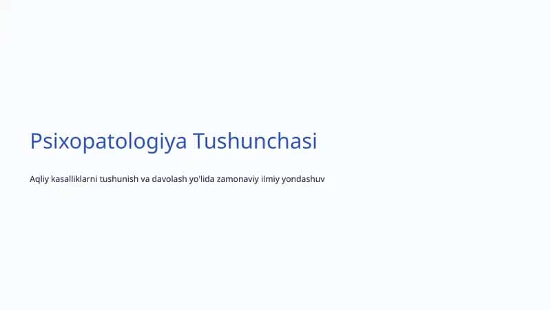 Psixopatologiya Tushunchasi