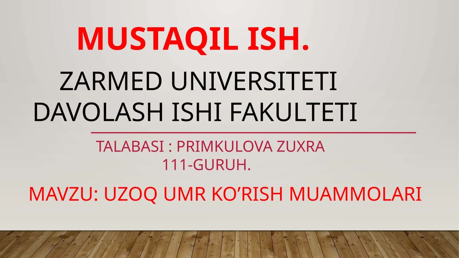 UZOQ UMR KO’RISH MUAMMOLARI