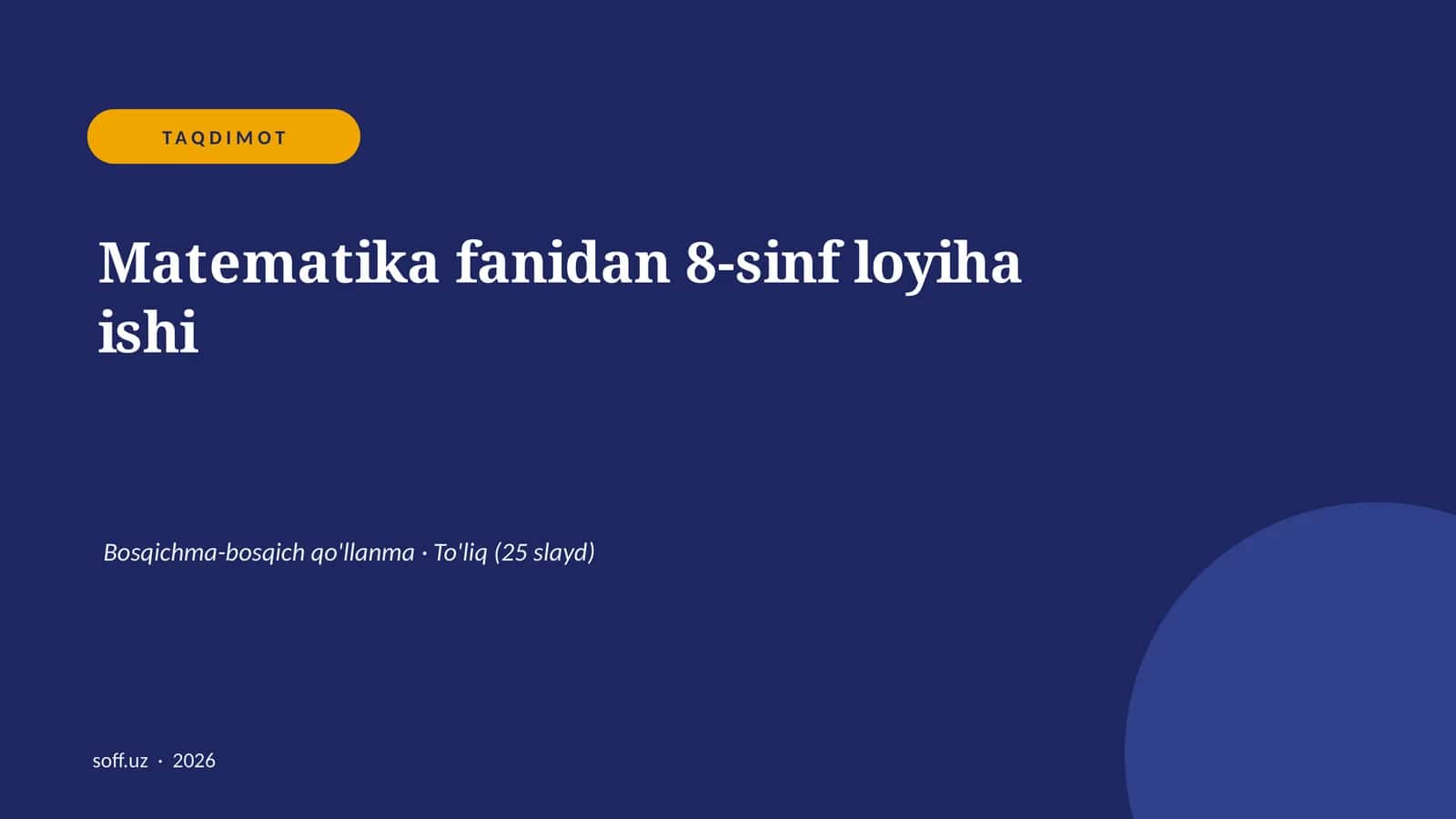 Matematika fanidan 8-sinf loyiha ishi