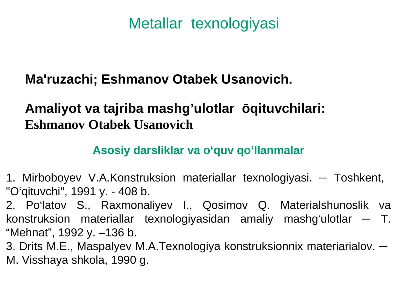 Konstruksion materiallar texnologiyasi