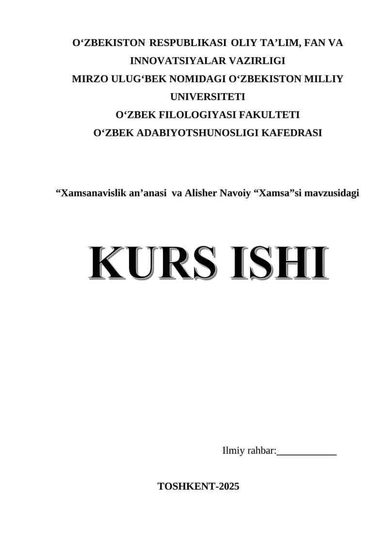 Xamsanavislik an’anasi va Alisher Navoiy “Xamsa”si