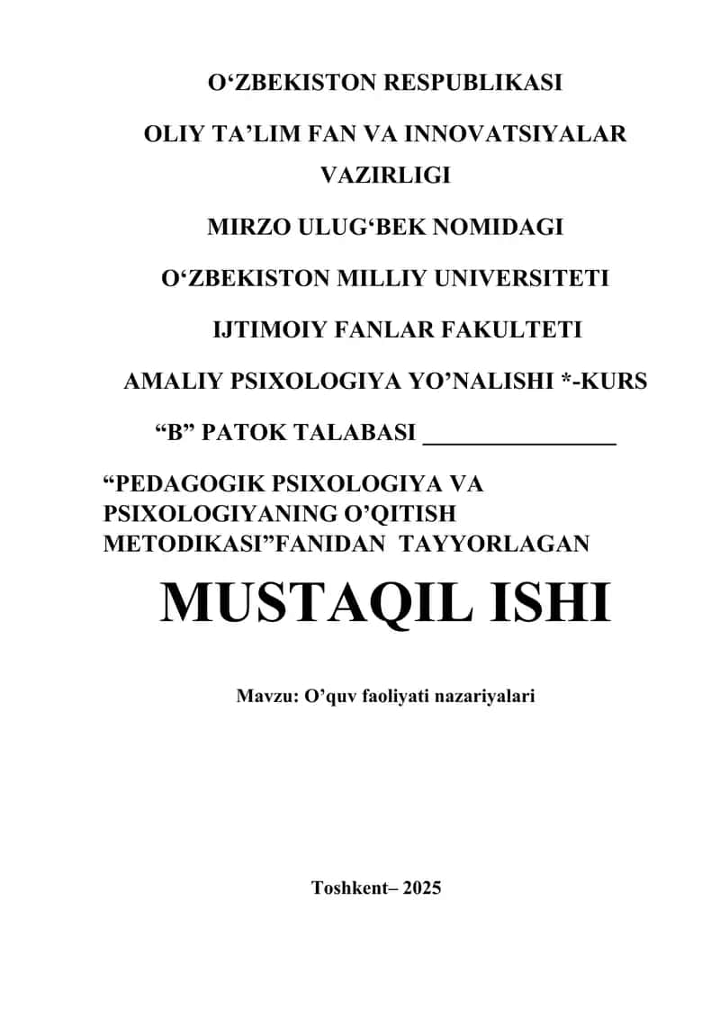 O’quv faoliyati nazariyalari