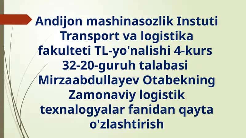 Ombor transport jarayonini baxolash