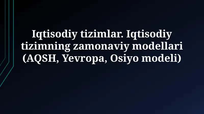 Iqtisodiy tizimlar