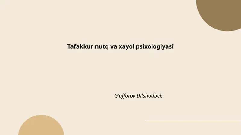 Tafakkur nutq va xayol psixologiyasi