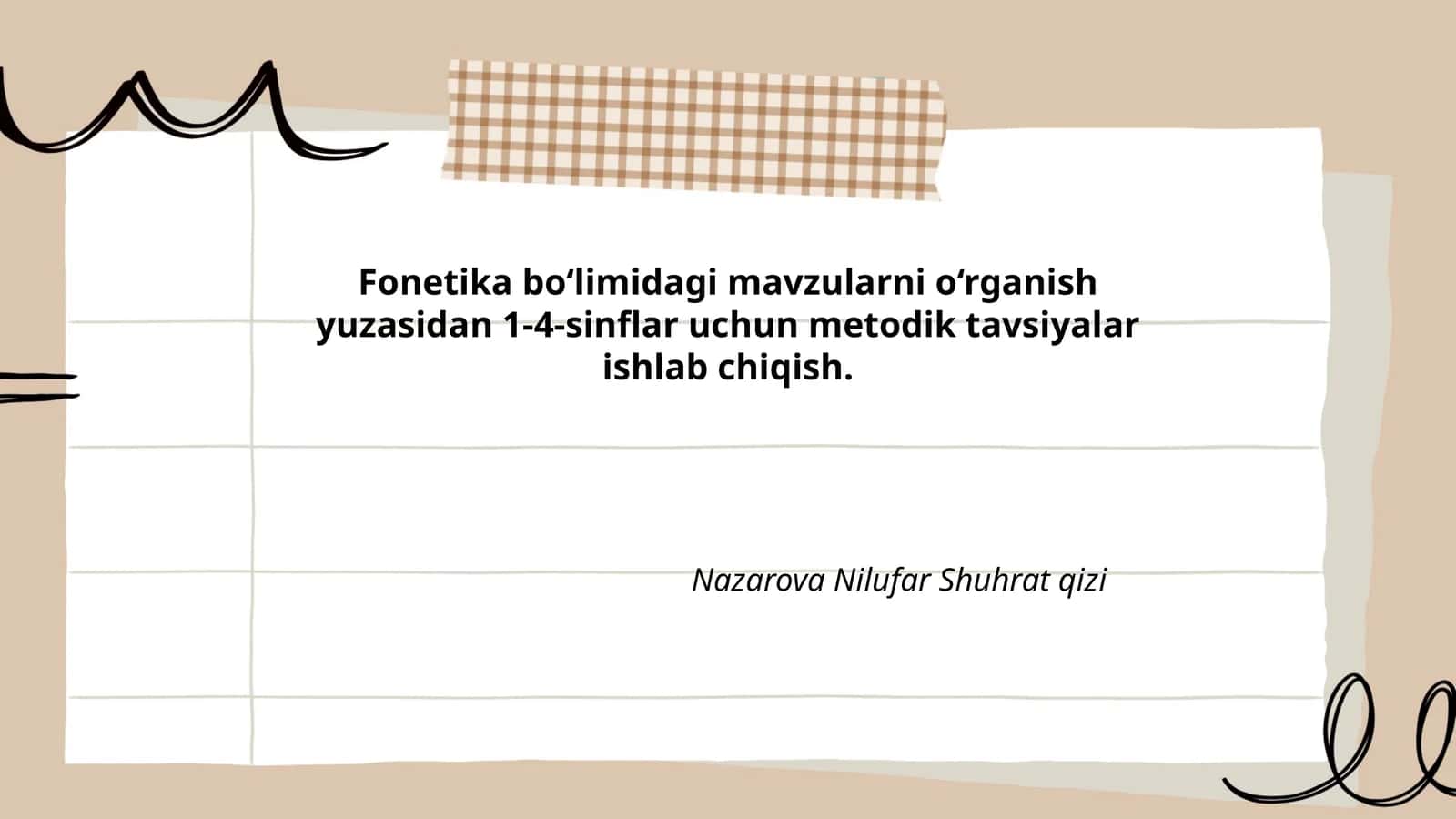 Fonetika bo‘limidagi mavzularni o‘rganish yuzasidan 1-4-sinflar uchun metodik tavsiyalar