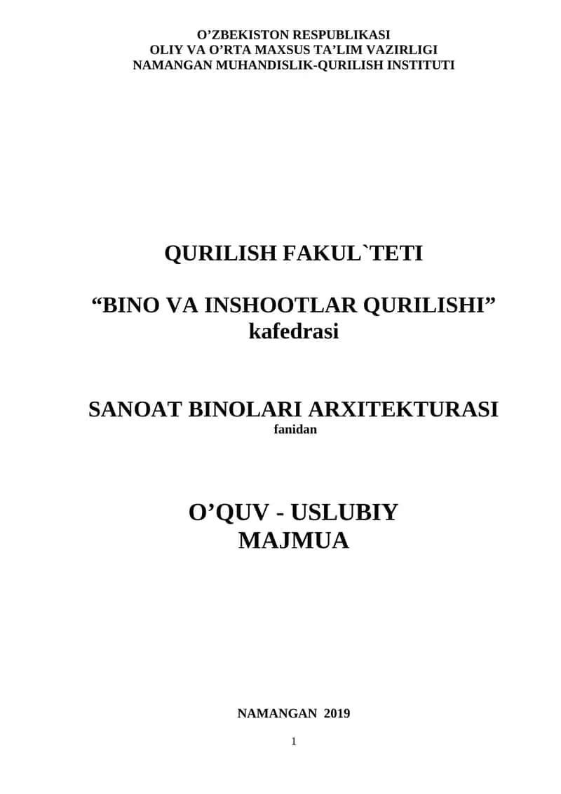 Bino va inshootlarni barpo etish texnologiyasi